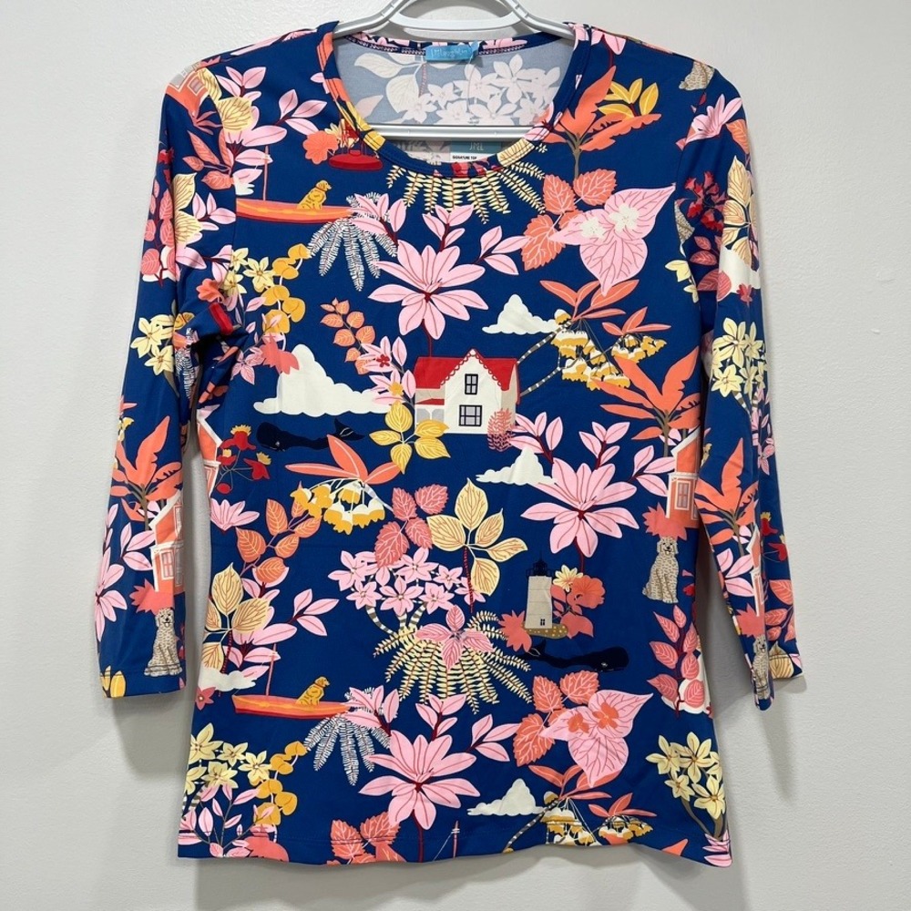 J‎ Mclaughlin Signature Top Small NWT $168 Catalina Scoop Along the Coast Pink